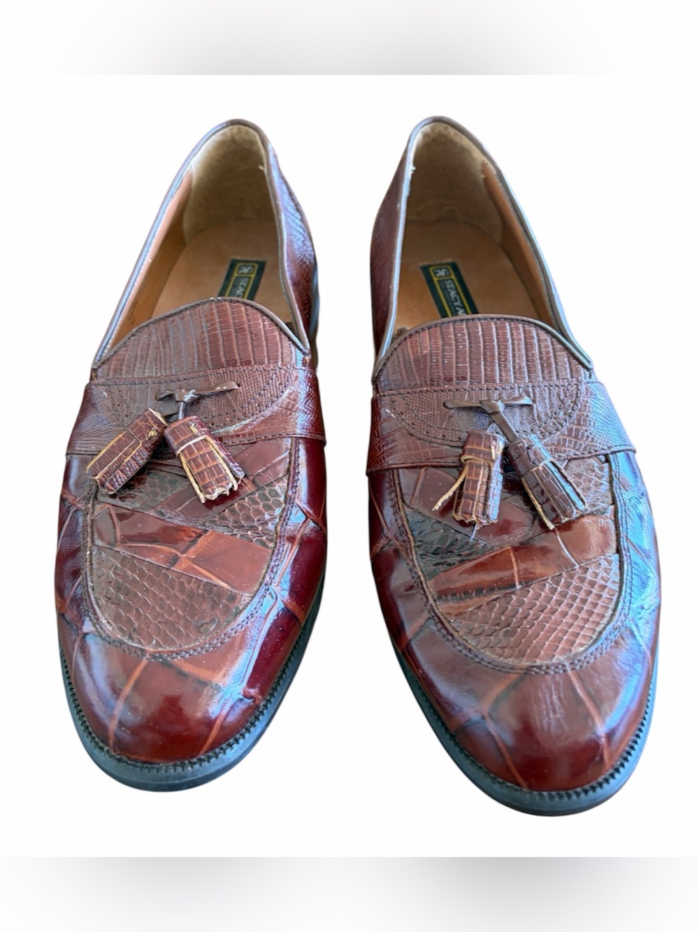 Stacy Adam’s Santana Snakeskin Leather Tassel Loafers Size 10 1/2